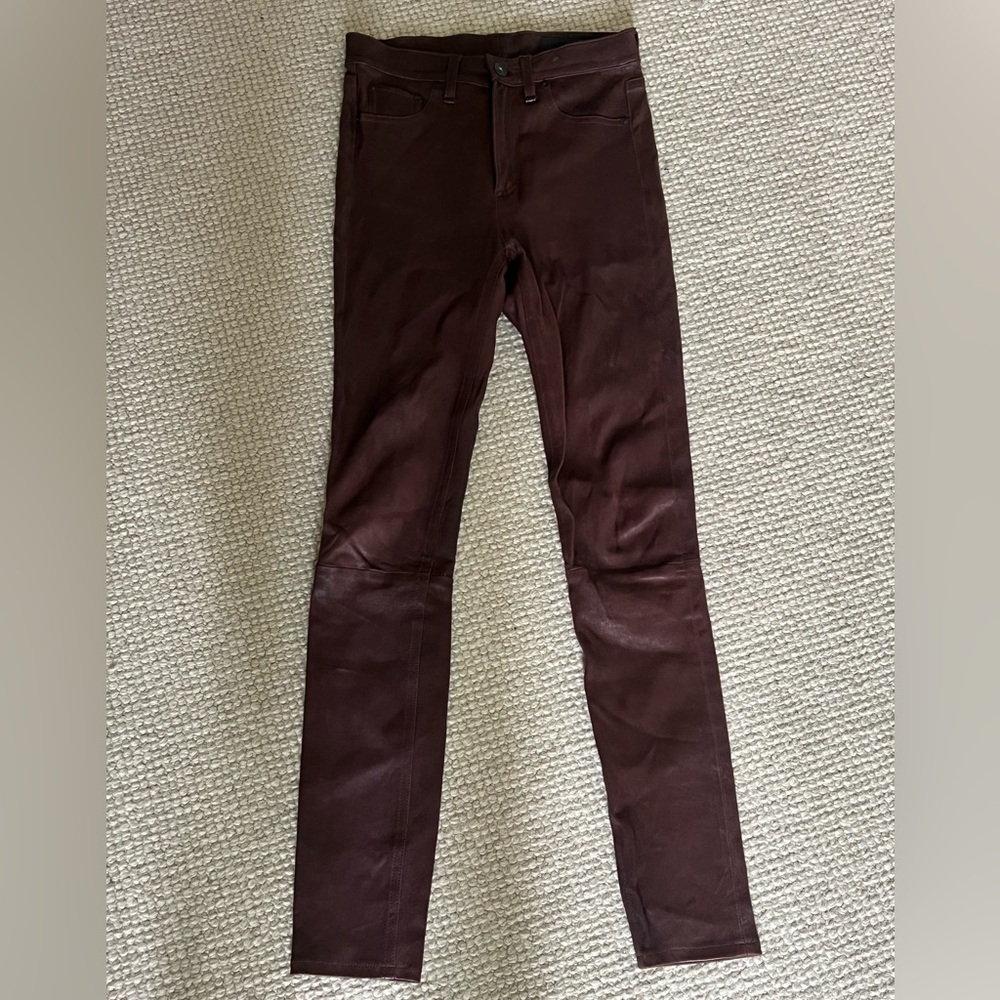 Rag & Bone Burgundy / Maroon Skinny leather pants Sz 24